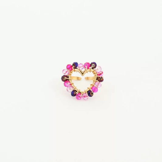 Bead Mix Ring Fuchsia