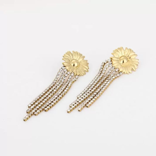 Strassy Sunflower Earstuds Gold