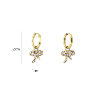 Strassy Bow Hoops Gold