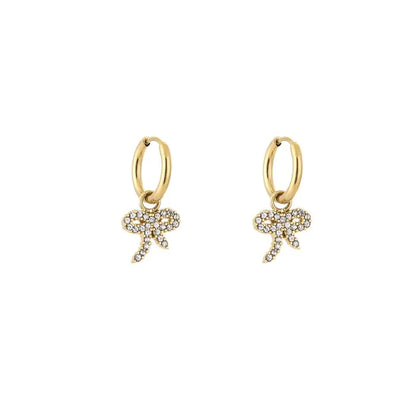 Strassy Bow Hoops Gold