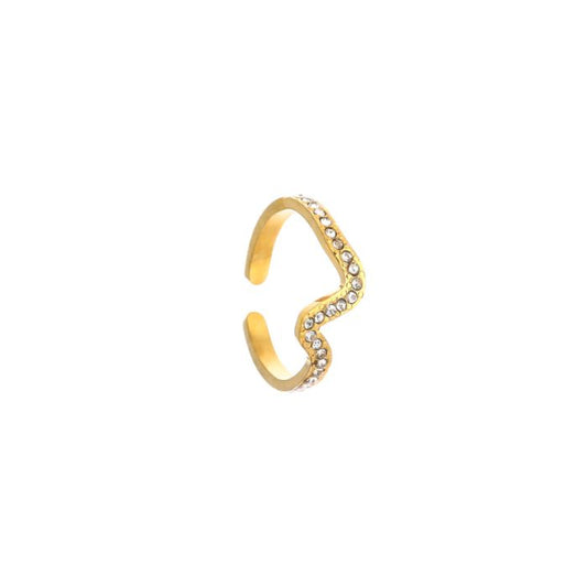 diamond wave ring gold