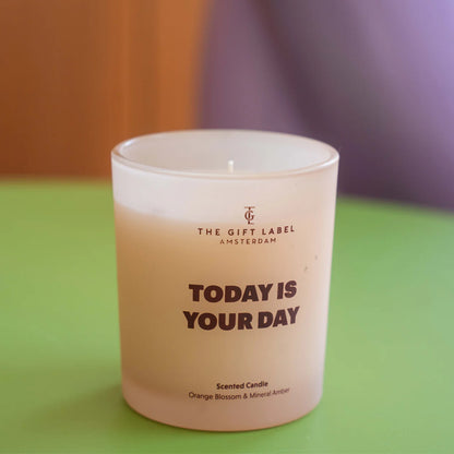 frosted candle | today is your day