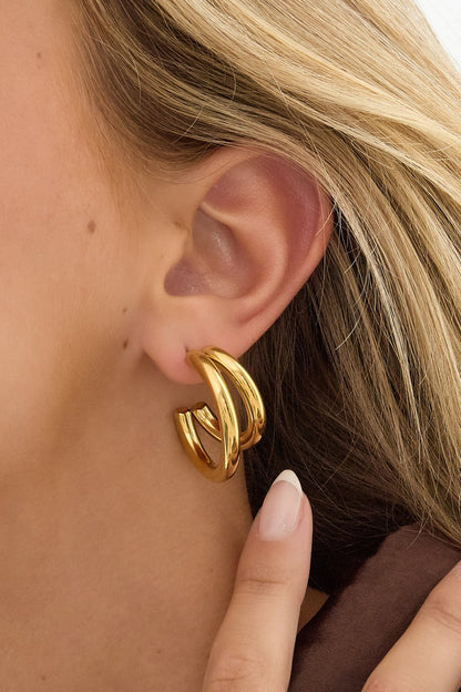 Double Hoops Medium Gold