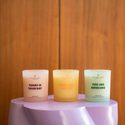 frosted candle | today is your day