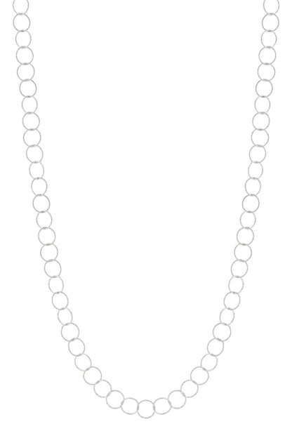 Long Circle Necklace Silver