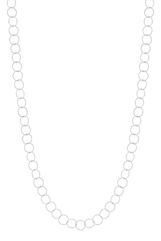 Long Circle Necklace Silver