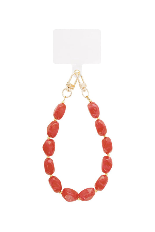 Phone Cord Acrylic Beads Brick Red