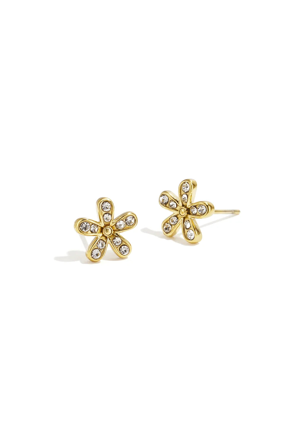 diamond flower earstuds gold