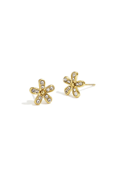 diamond flower earstuds gold