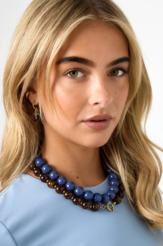 bead necklace dark blue