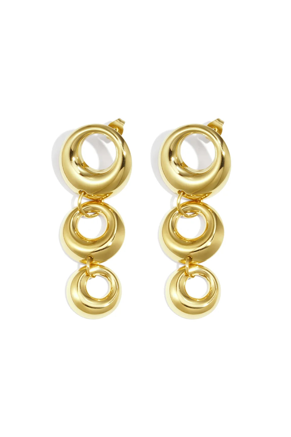 triple circle earstuds gold