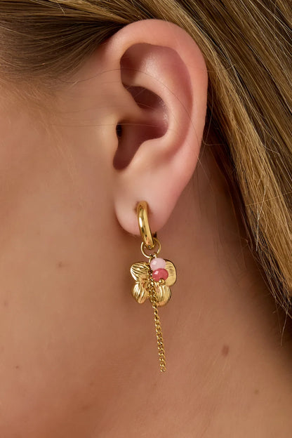 floral chain hoops gold