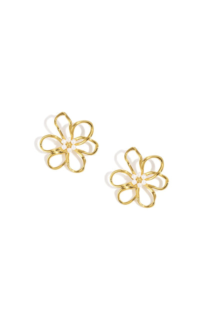 big flower earstuds gold