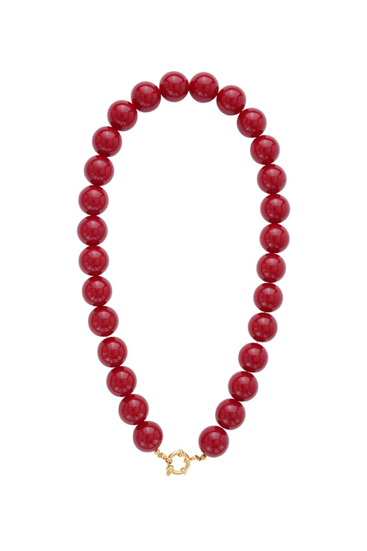 BEAD NECKLACE WINE RED