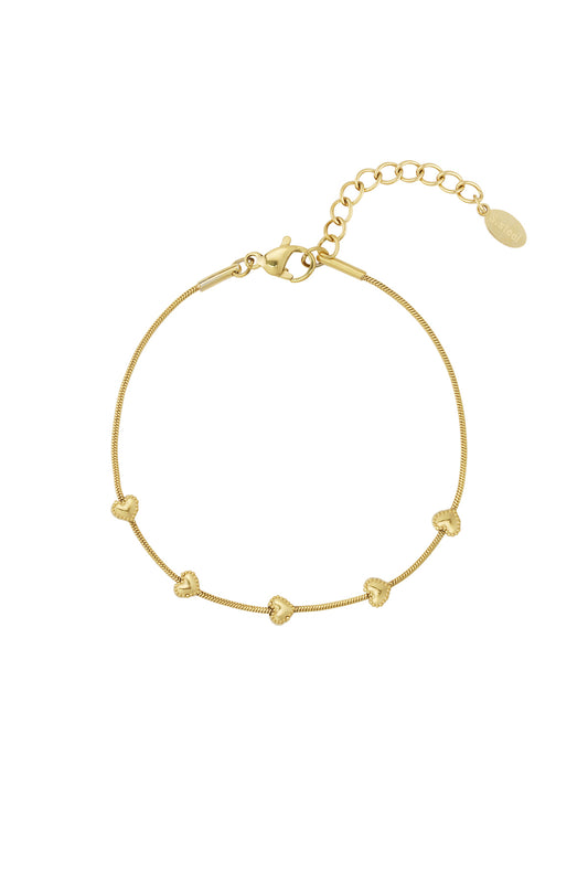 Heart Row Bracelet Gold