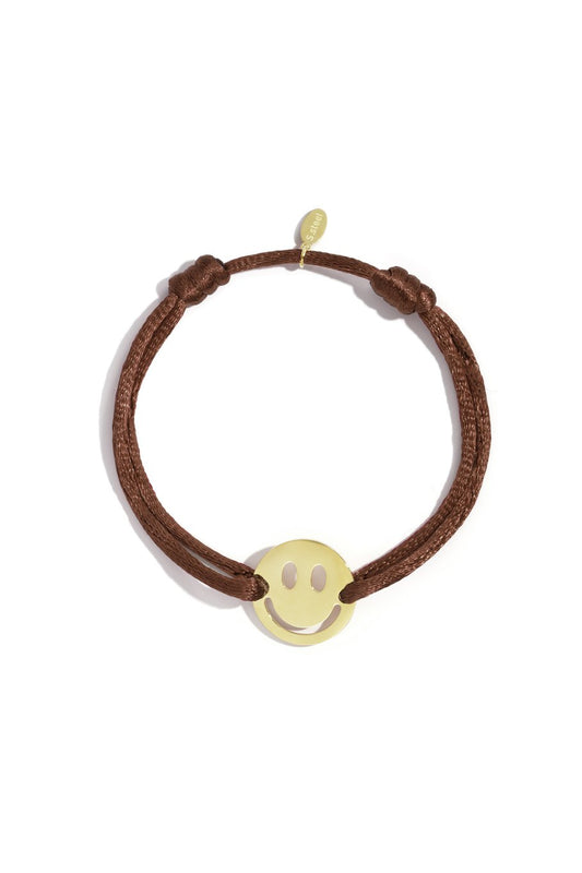 SATIN SMILEY BRACELET CHOCO