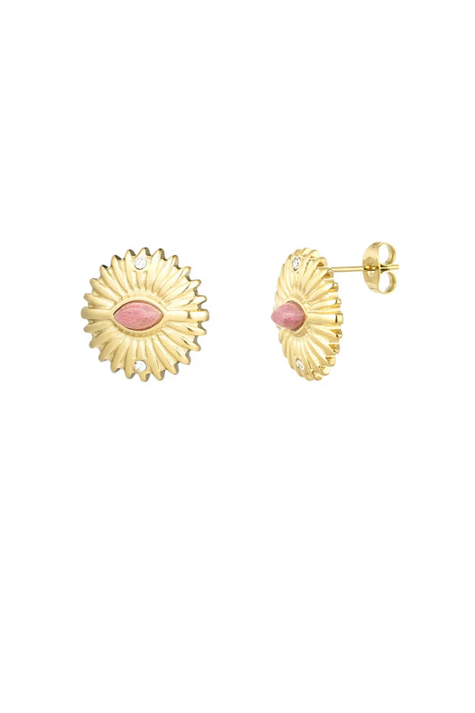 leaf earstuds pink