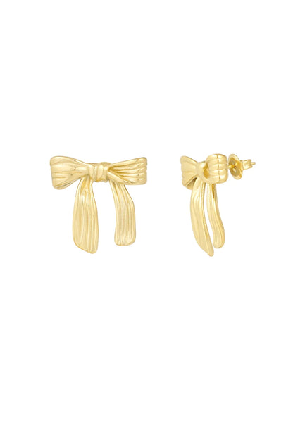 lovely bow earstuds gold