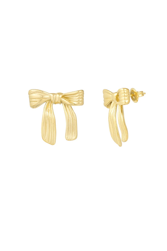 lovely bow earstuds gold