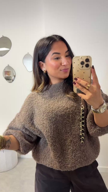 bouclé sweater | brown