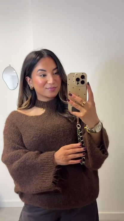 off shoulder sweater | choco