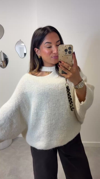 off shoulder sweater | white