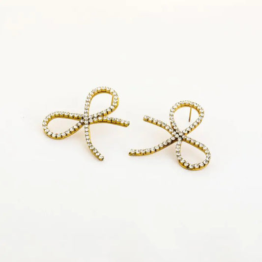 Strassy Bow Earstuds Gold