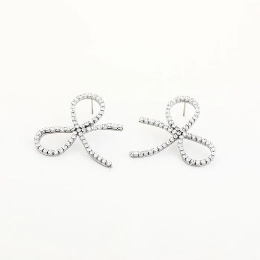 Strassy Bow Earstuds Silver