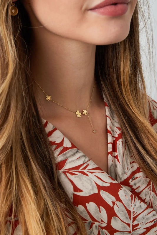 triple clover necklace gold
